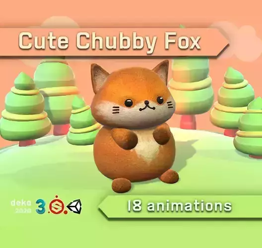 Cute Chubby Fox Low-poly 3D model