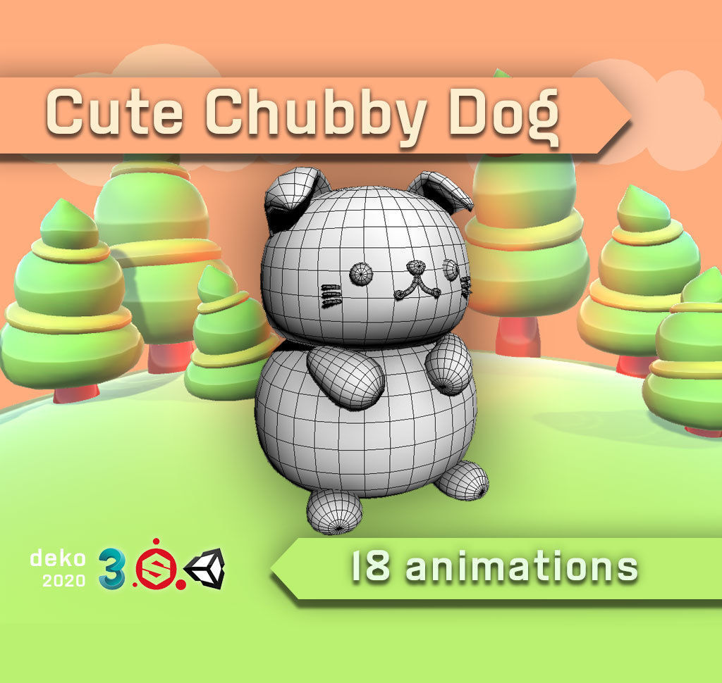 Cute Chubby Dog Low-poly 3D model_3