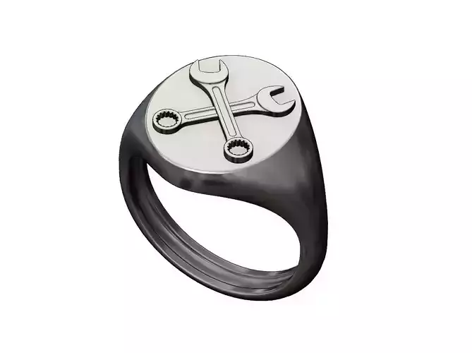 Wrench Oval signet ring