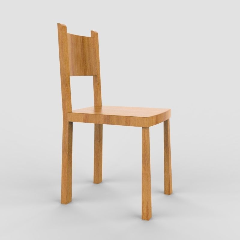 Chair wooden Free 3D model_12