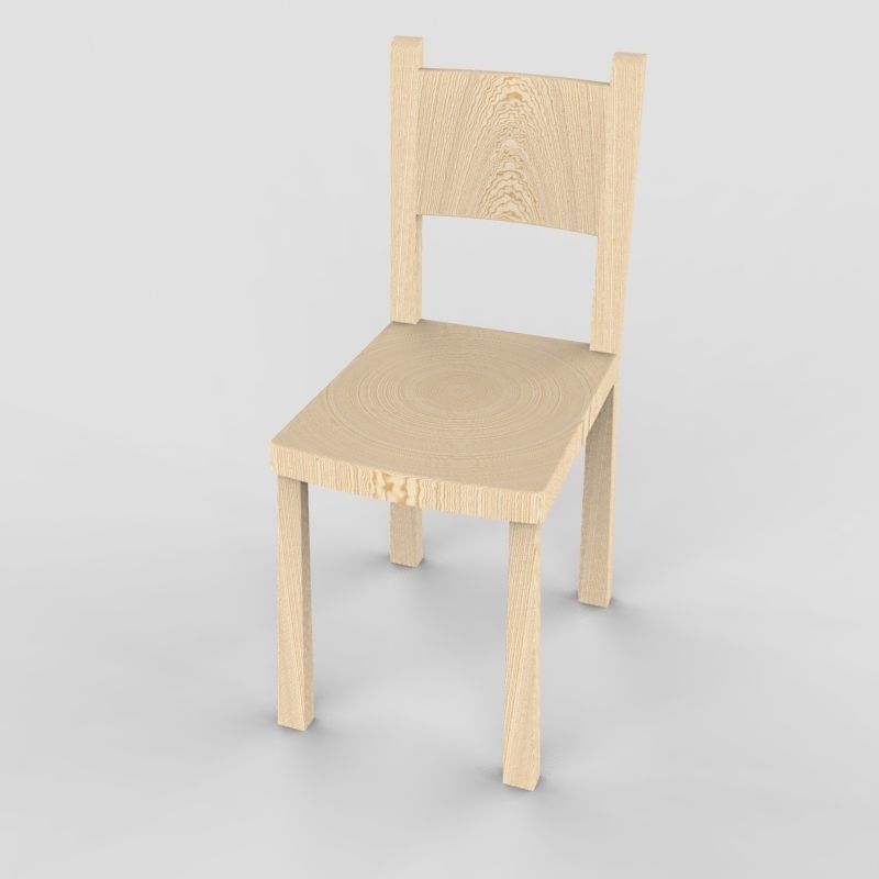 Chair wooden Free 3D model_3