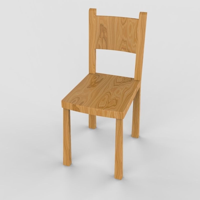Chair wooden Free 3D model_1