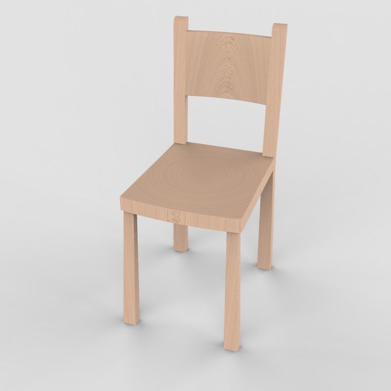 Chair wooden Free 3D model_4