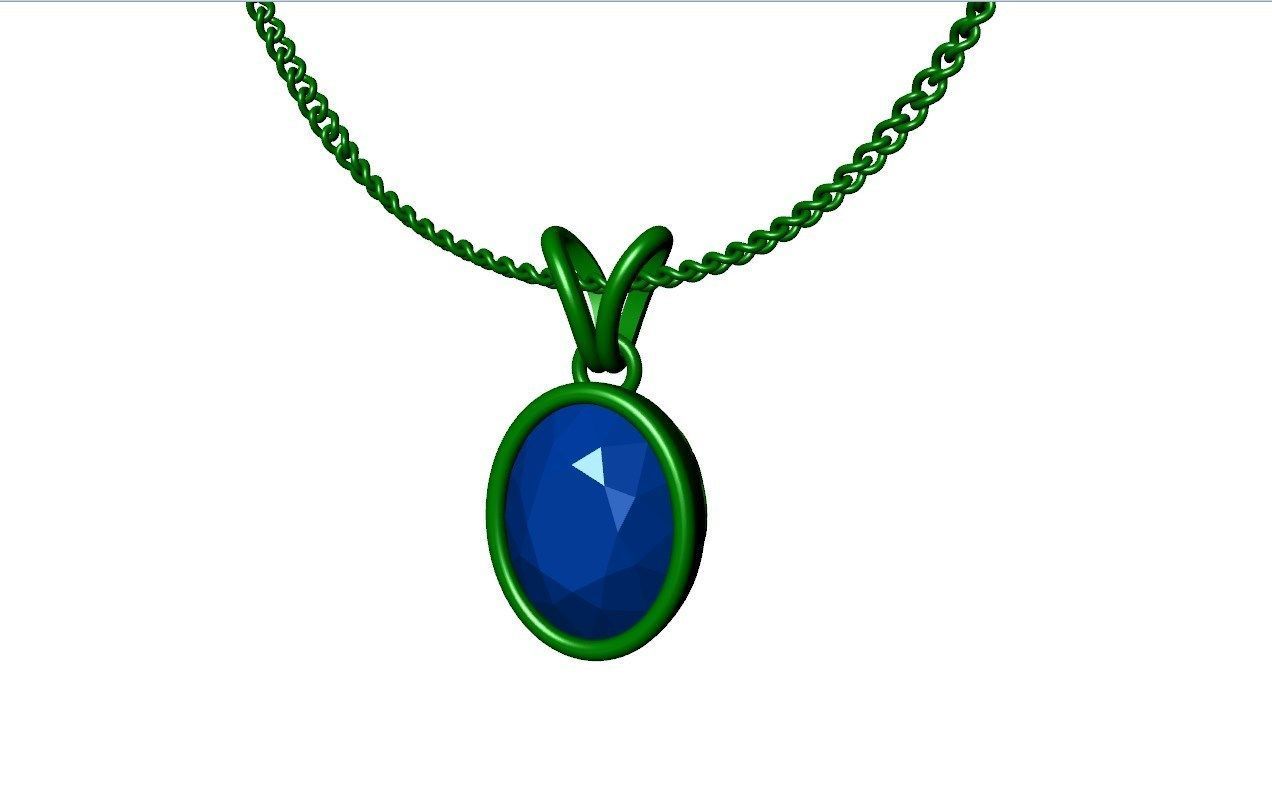 Pendant Oval Gem Bezel Setting With Bail 3D CAD Model-CC108 3D print model_34