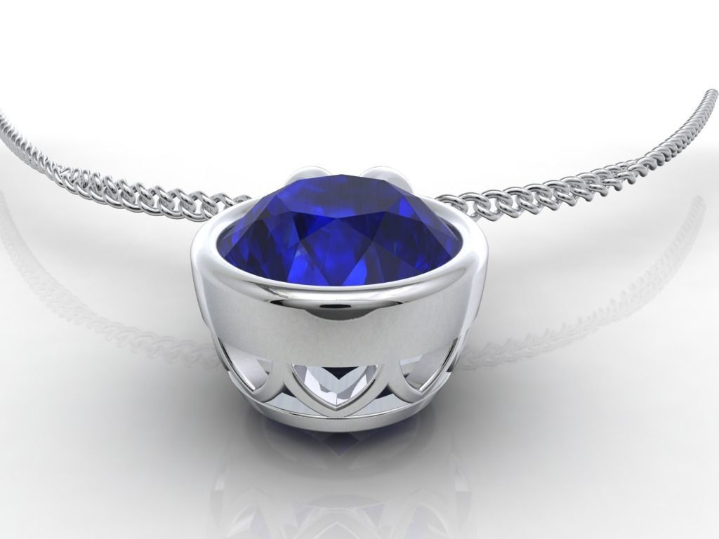 Pendant Oval Gem Bezel Setting With Bail 3D CAD Model-CC108 3D print model_25