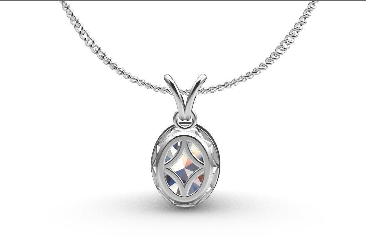 Pendant Oval Gem Bezel Setting With Bail 3D CAD Model-CC108 3D print model_38