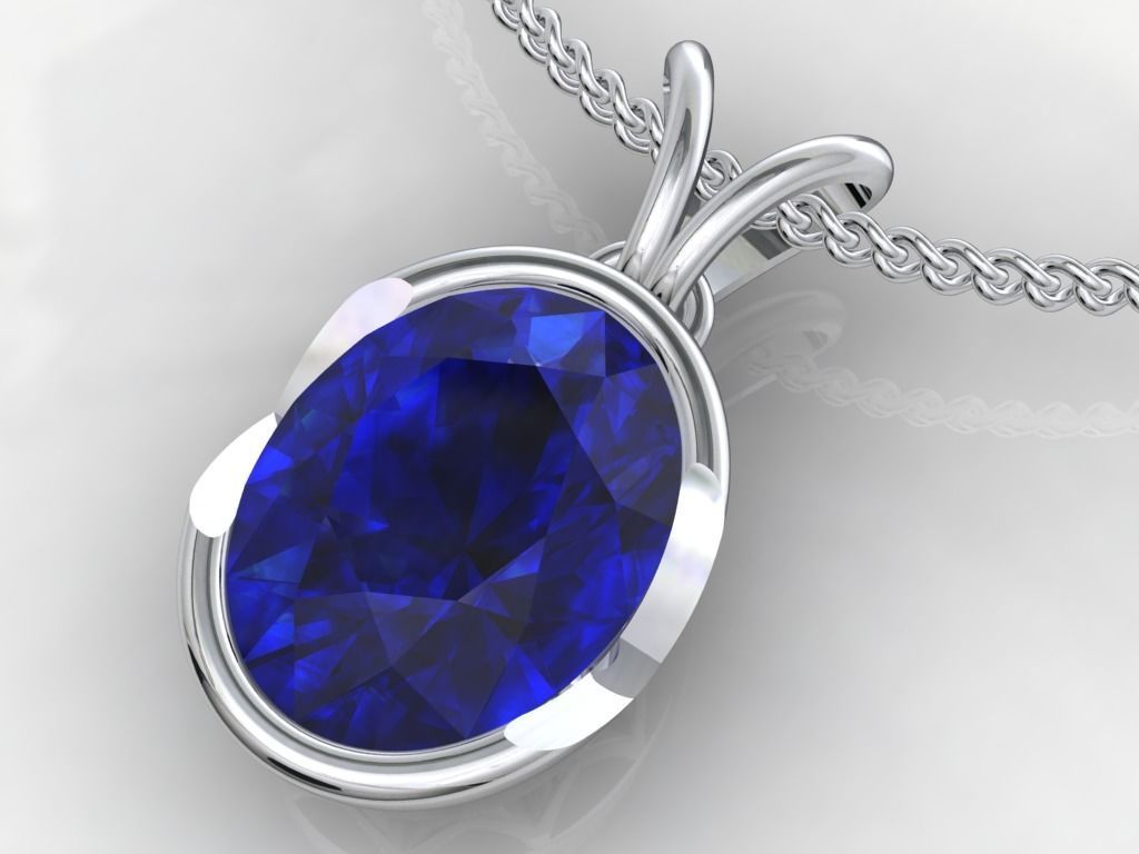 Pendant Oval Gem Bezel Setting With Bail 3D CAD Model-CC108 3D print model_23