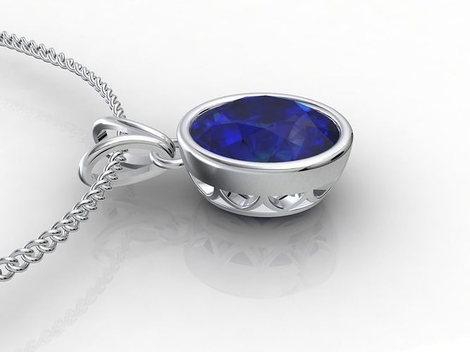 Pendant Oval Gem Bezel Setting  With Bail  3D CAD Model-CC108 3D print model