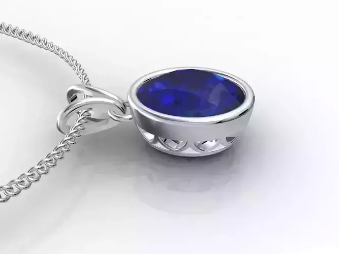 Pendant Oval Gem Bezel Setting  With Bail  3D CAD Model-CC108