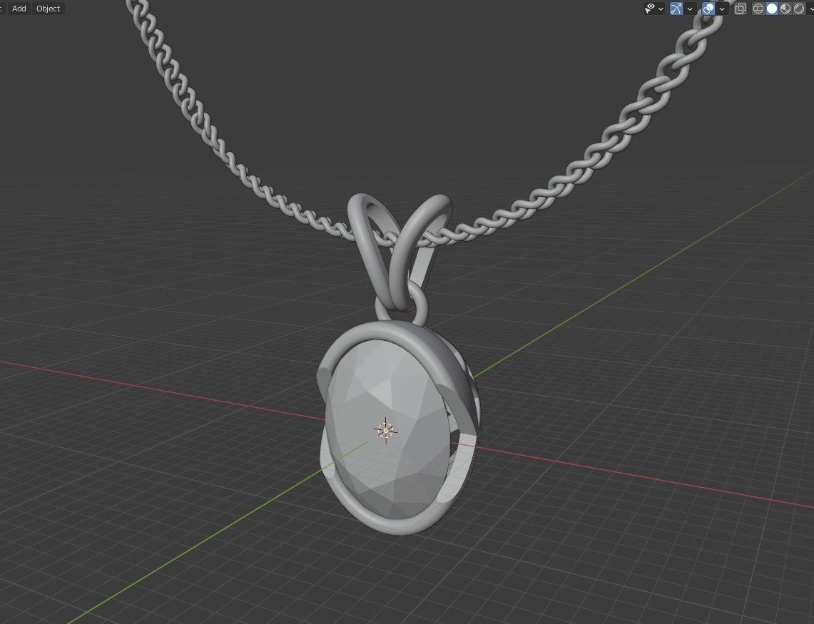Pendant Oval Gem Bezel Setting With Bail 3D CAD Model-CC108 3D print model_44