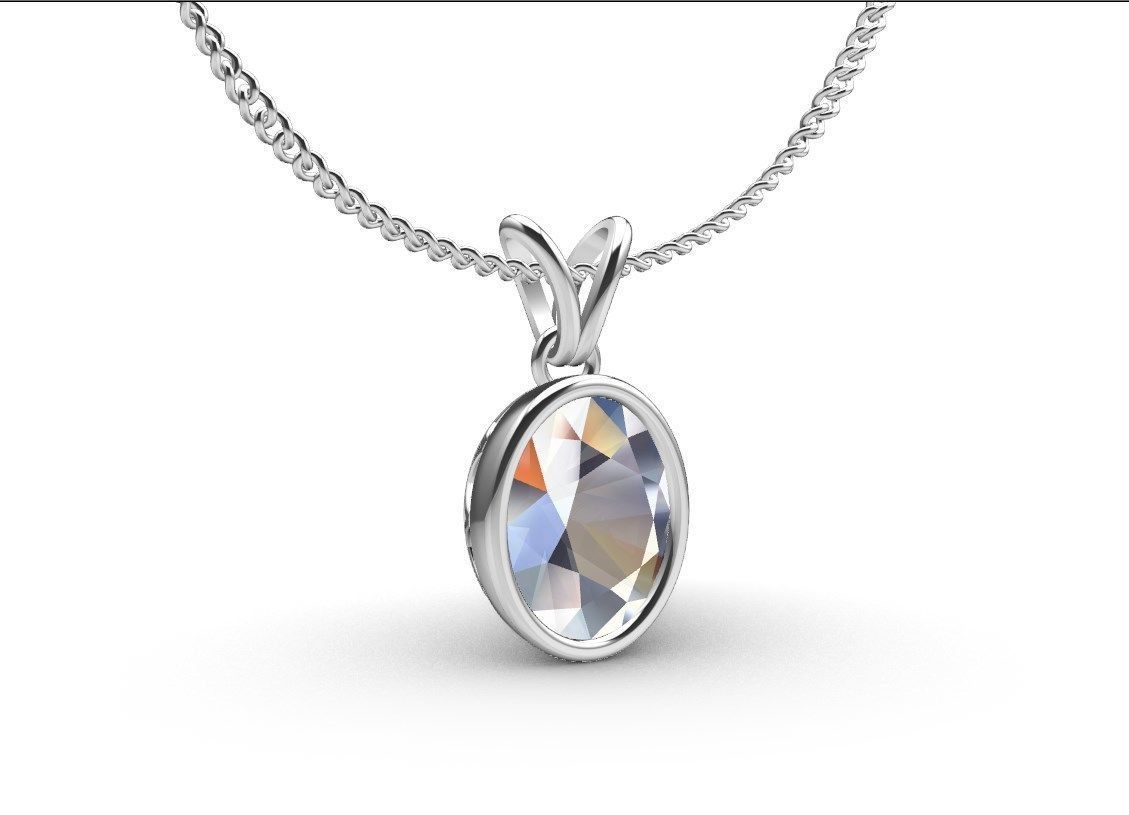 Pendant Oval Gem Bezel Setting With Bail 3D CAD Model-CC108 3D print model_36
