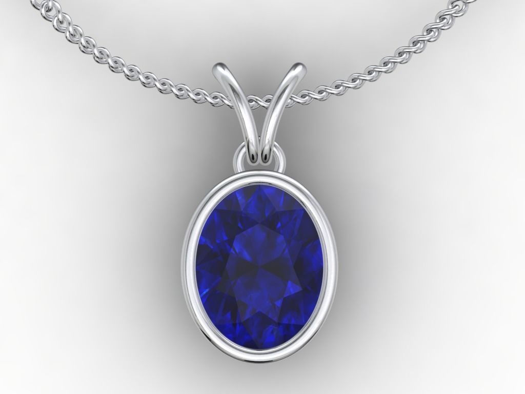 Pendant Oval Gem Bezel Setting With Bail 3D CAD Model-CC108 3D print model_16