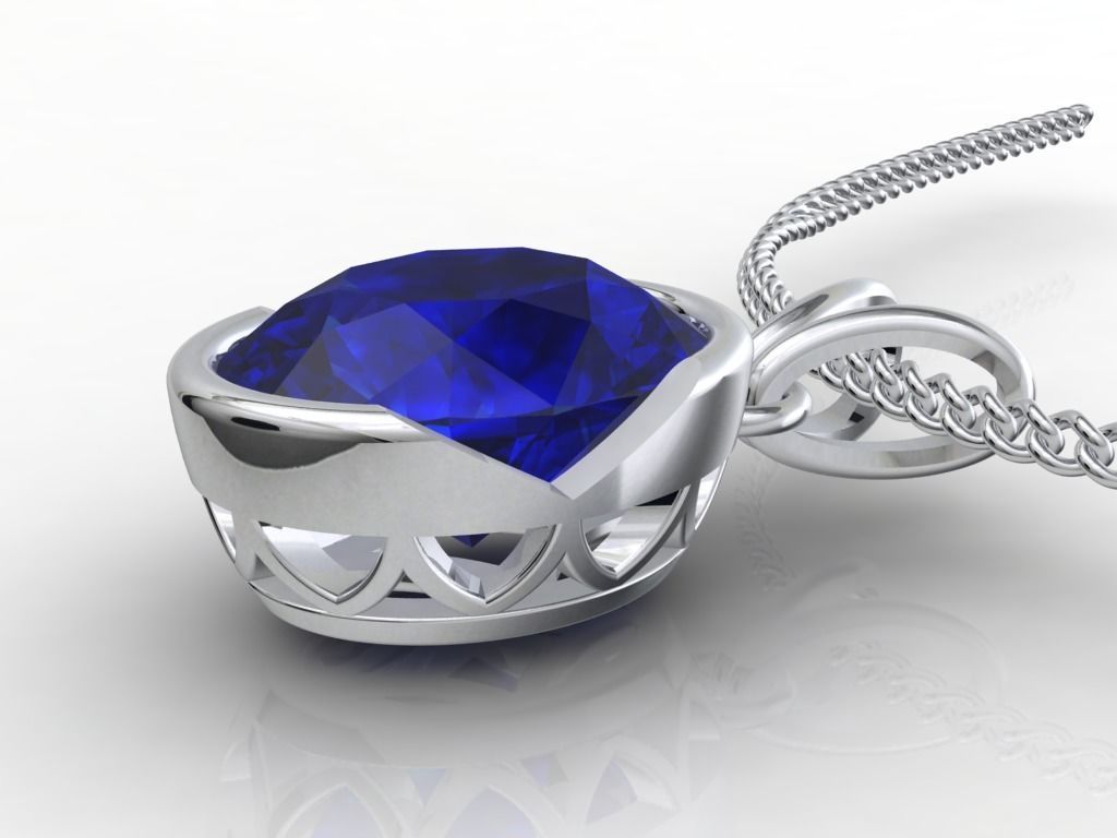 Pendant Oval Gem Bezel Setting With Bail 3D CAD Model-CC108 3D print model_21