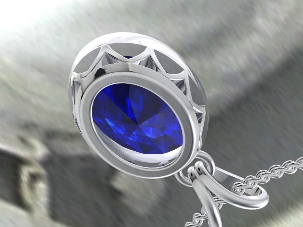 Pendant Oval Gem Bezel Setting With Bail 3D CAD Model-CC108 3D print model_6