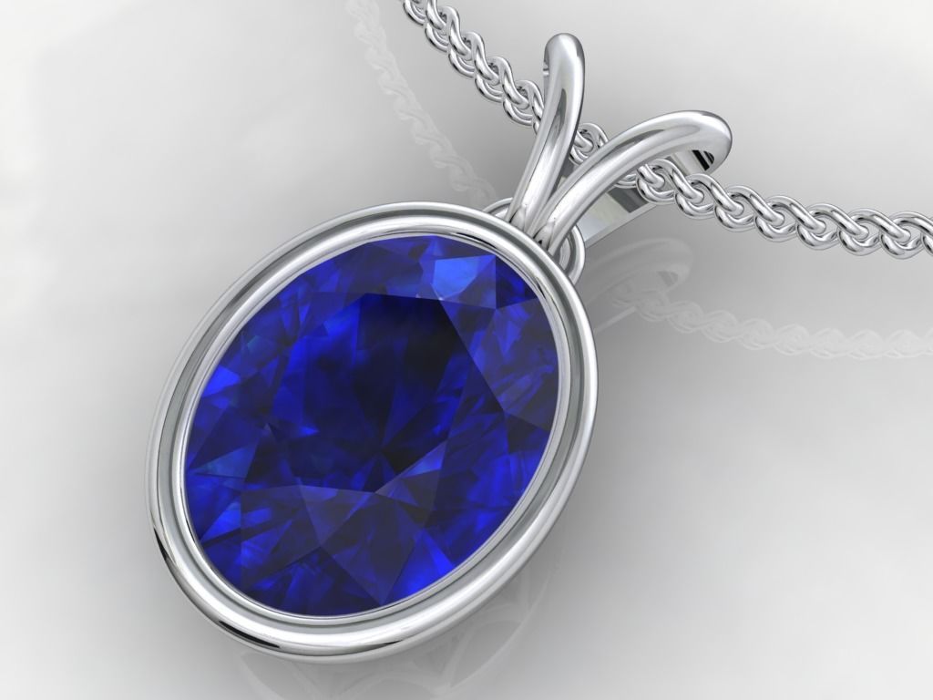 Pendant Oval Gem Bezel Setting With Bail 3D CAD Model-CC108 3D print model_4