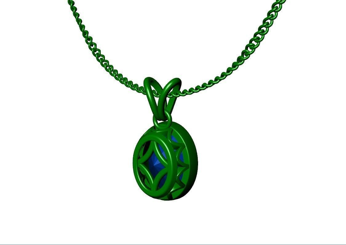 Pendant Oval Gem Bezel Setting With Bail 3D CAD Model-CC108 3D print model_35