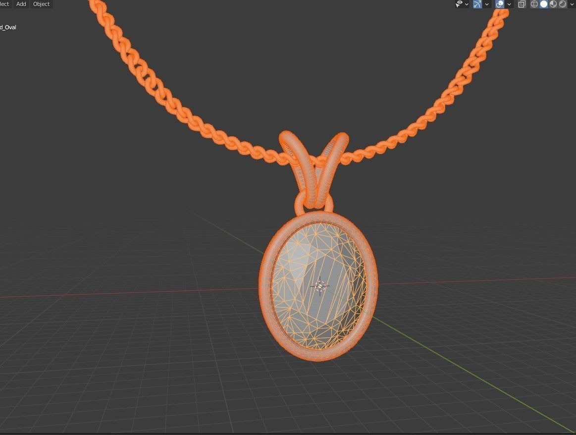 Pendant Oval Gem Bezel Setting With Bail 3D CAD Model-CC108 3D print model_46