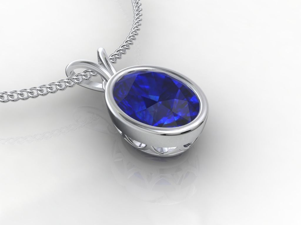 Pendant Oval Gem Bezel Setting With Bail 3D CAD Model-CC108 3D print model_26