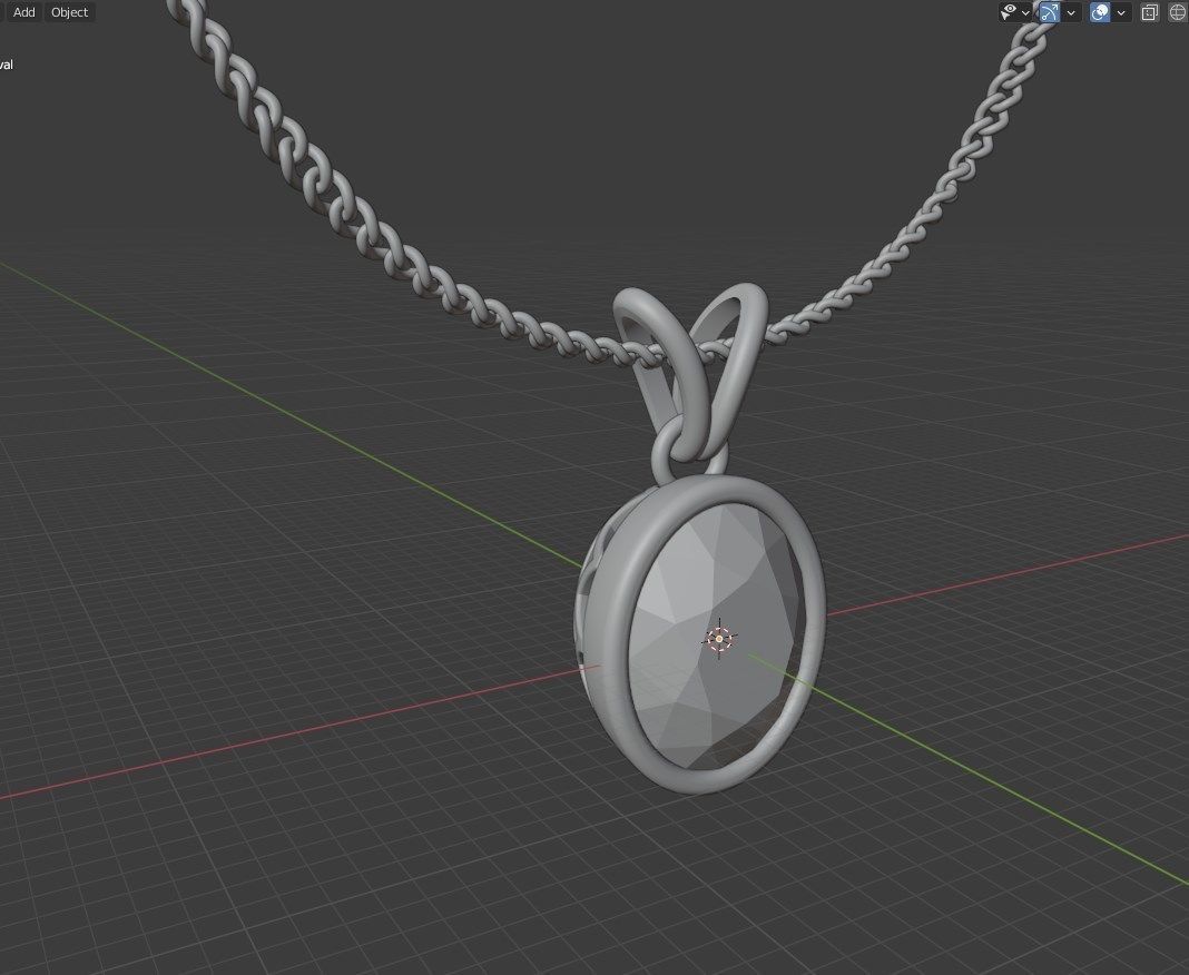 Pendant Oval Gem Bezel Setting With Bail 3D CAD Model-CC108 3D print model_47