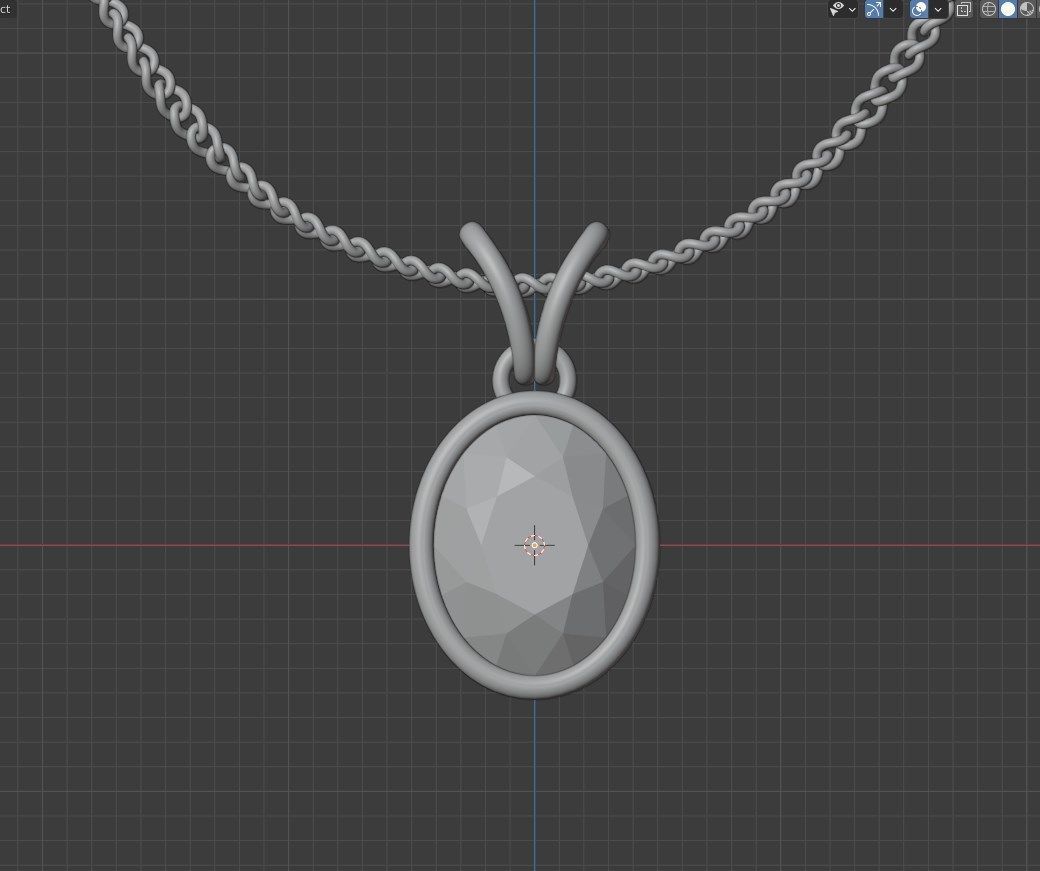 Pendant Oval Gem Bezel Setting With Bail 3D CAD Model-CC108 3D print model_43