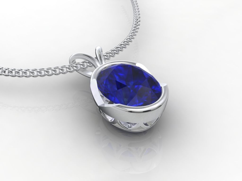 Pendant Oval Gem Bezel Setting With Bail 3D CAD Model-CC108 3D print model_19