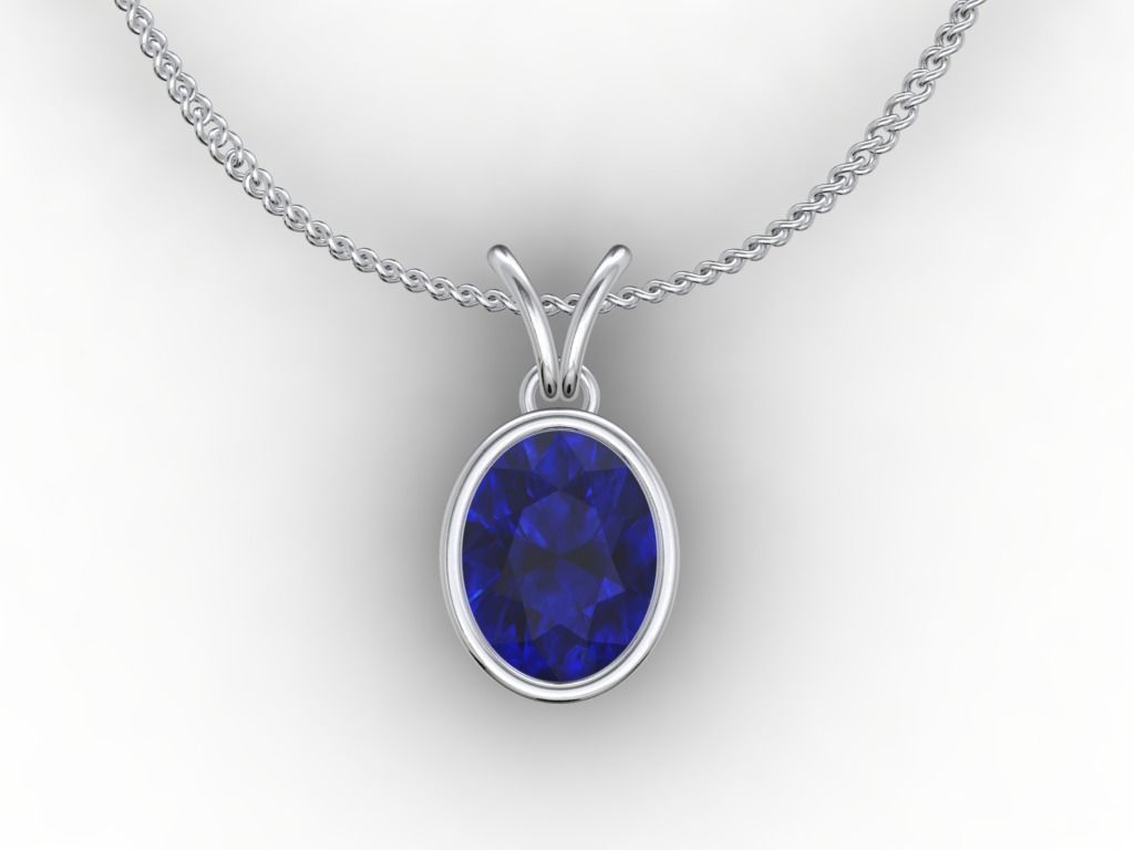 Pendant Oval Gem Bezel Setting With Bail 3D CAD Model-CC108 3D print model_7