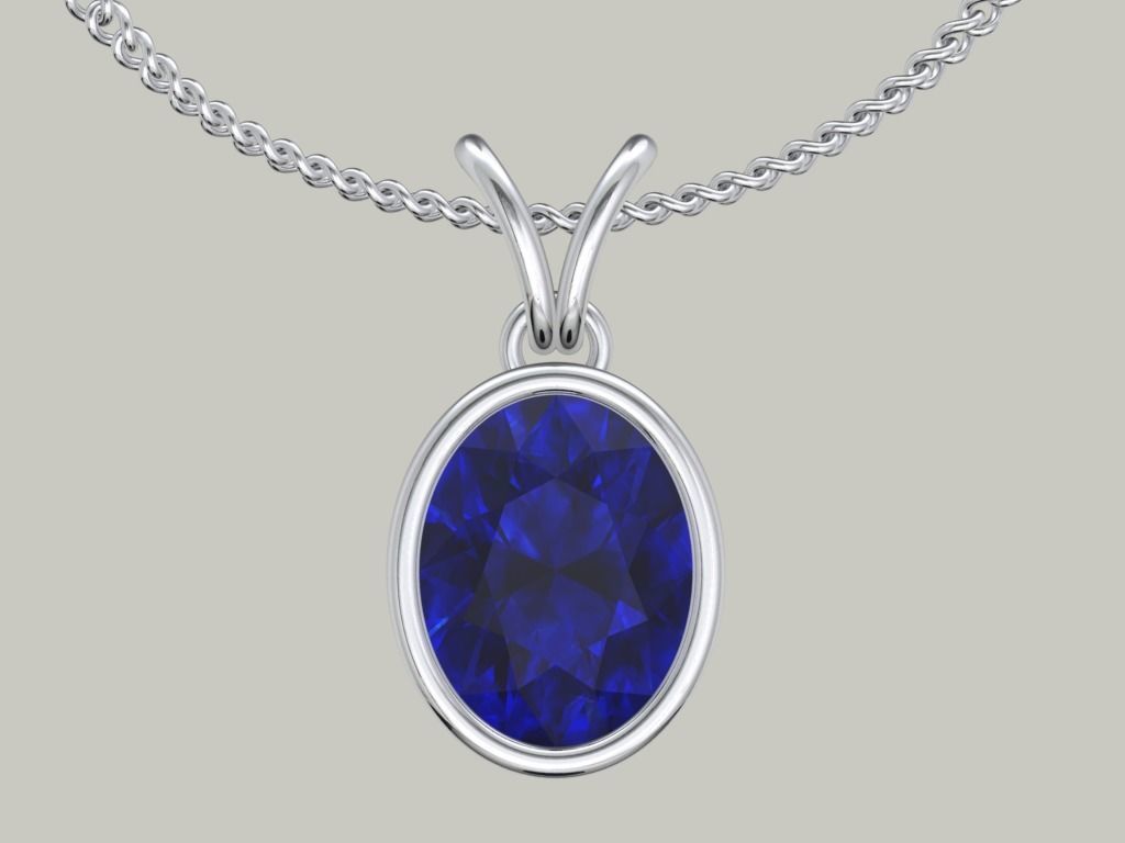 Pendant Oval Gem Bezel Setting With Bail 3D CAD Model-CC108 3D print model_18