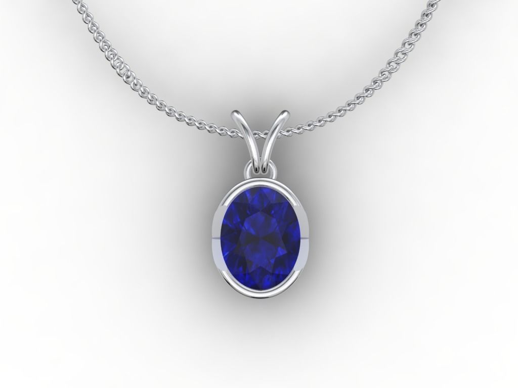 Pendant Oval Gem Bezel Setting With Bail 3D CAD Model-CC108 3D print model_2