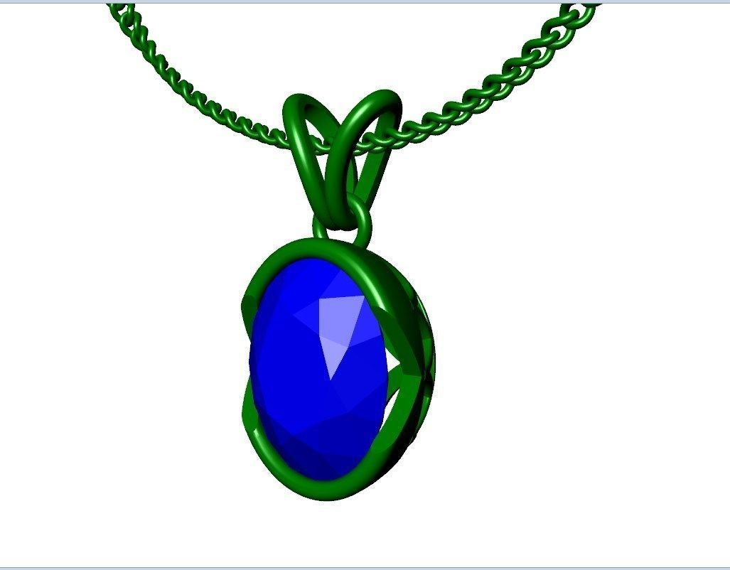 Pendant Oval Gem Bezel Setting With Bail 3D CAD Model-CC108 3D print model_30