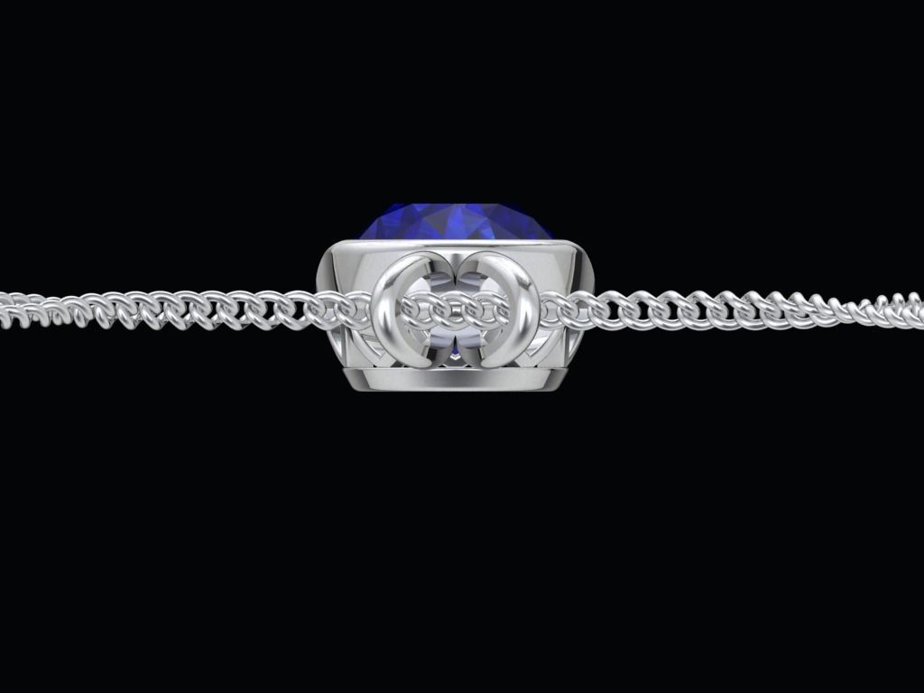 Pendant Oval Gem Bezel Setting With Bail 3D CAD Model-CC108 3D print model_15