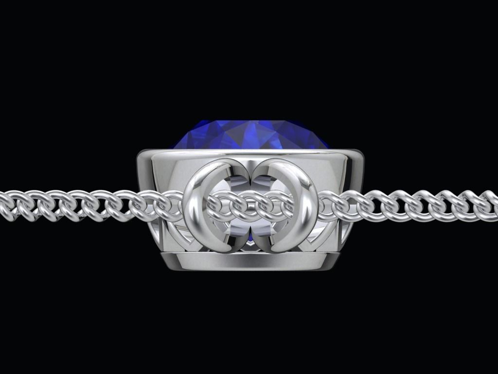 Pendant Oval Gem Bezel Setting With Bail 3D CAD Model-CC108 3D print model_20