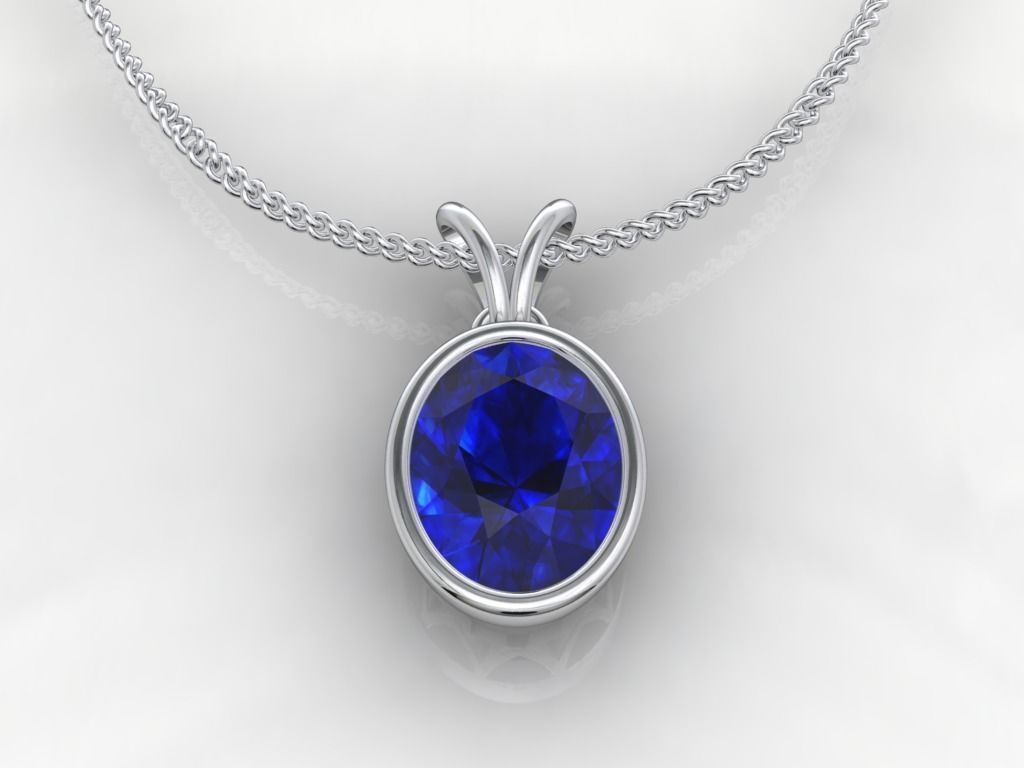 Pendant Oval Gem Bezel Setting With Bail 3D CAD Model-CC108 3D print model_24