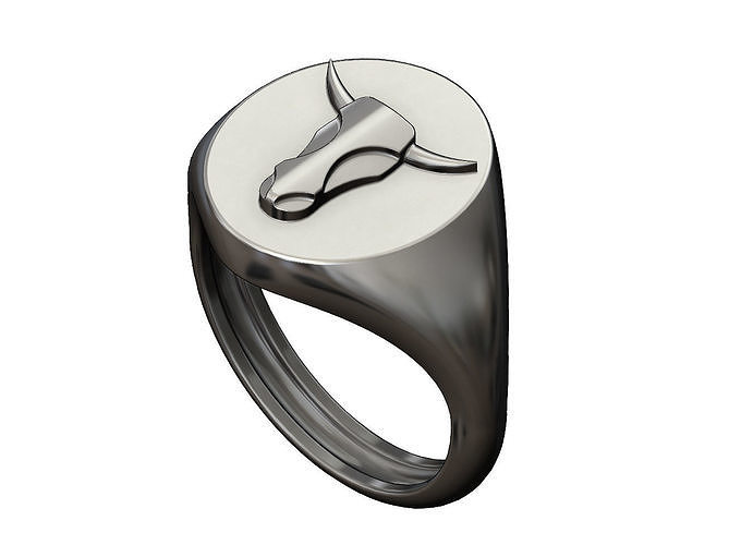 Oval Minimalist Bull head signet ring 3D print model