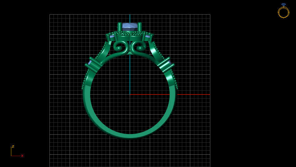 Diamond engagement and wedding band ring set 3D print Model 3D print model_6