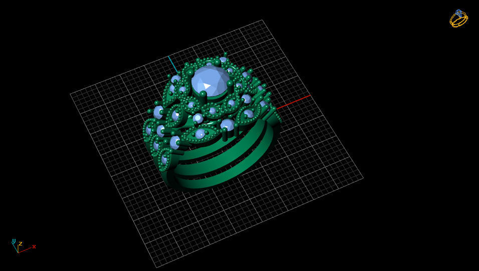 Diamond engagement and wedding band ring set 3D print Model 3D print model_7