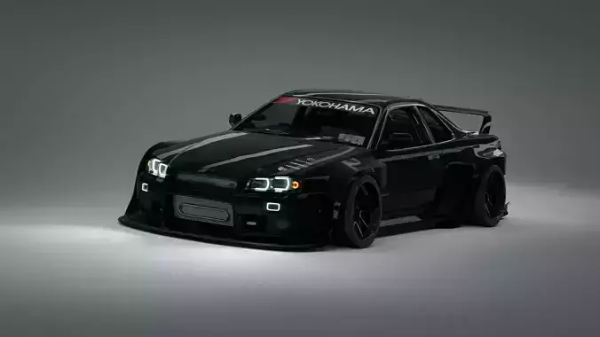 Nissan R34 Skyline widebody twin turbo 3D model