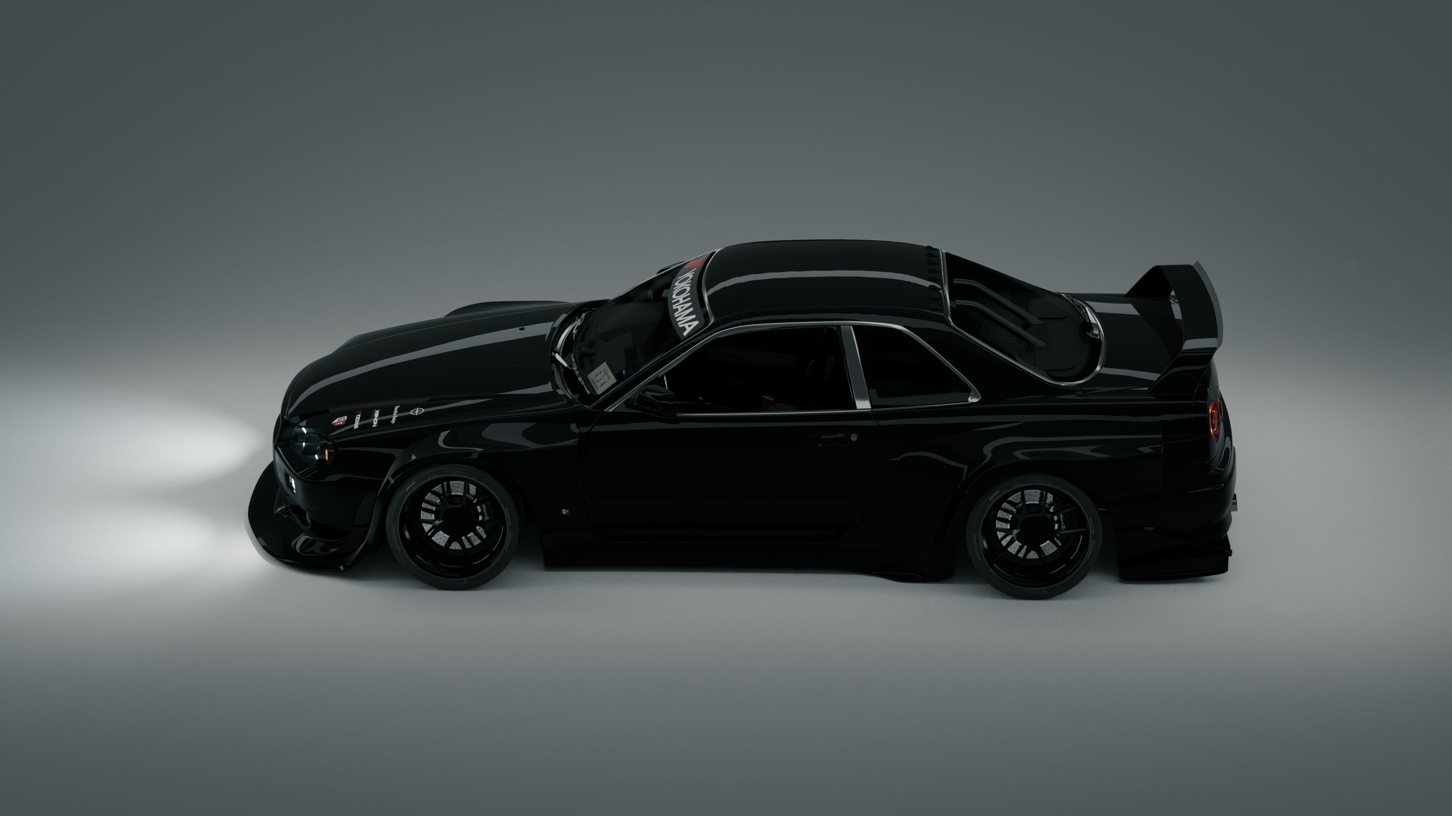 Nissan R34 Skyline widebody twin turbo 3D model_2