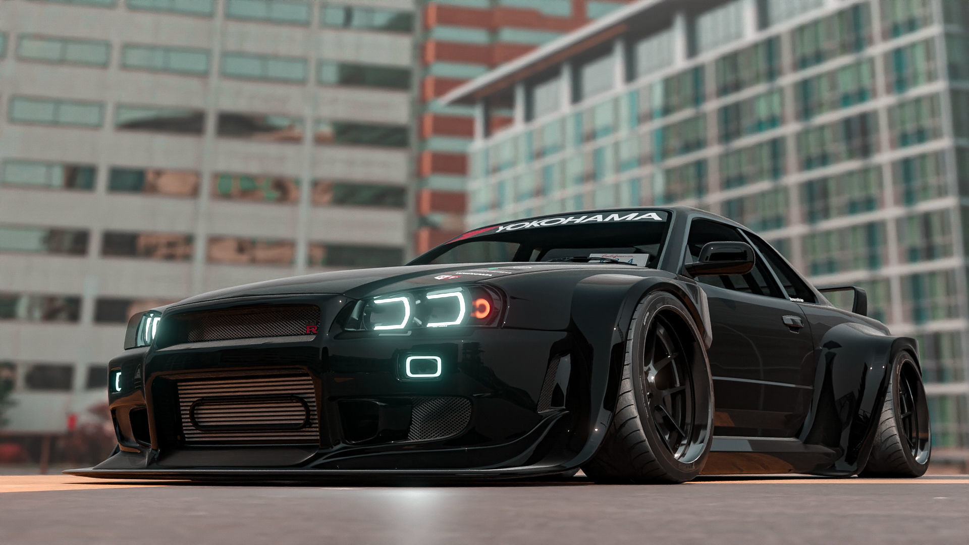 Nissan R34 Skyline widebody twin turbo 3D model_8