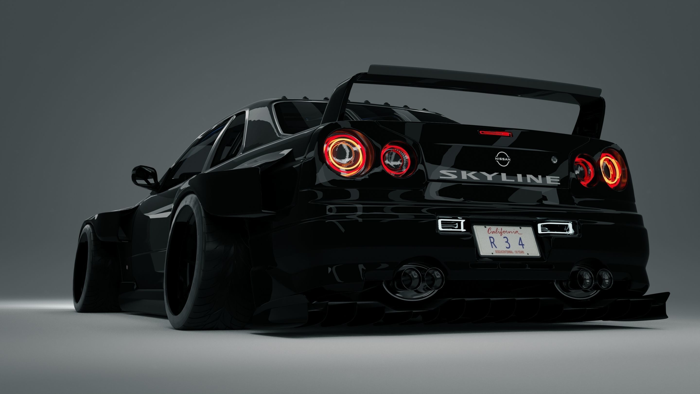 Nissan R34 Skyline widebody twin turbo 3D model_3