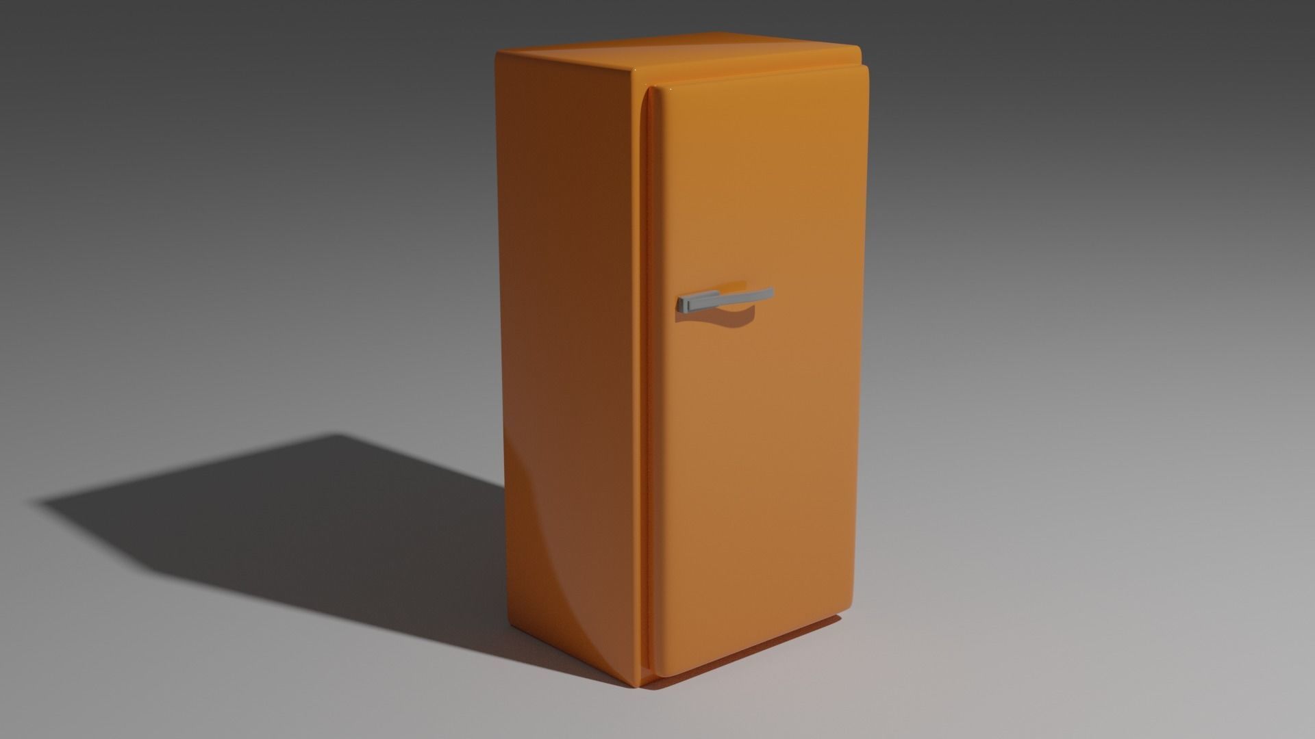 Orange Retro Fridge 3D model_1