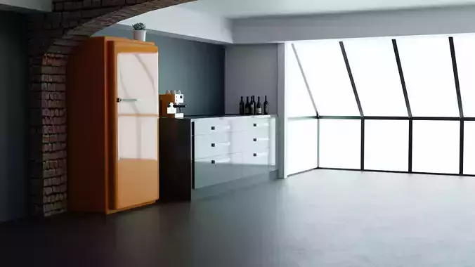 Orange Retro Fridge