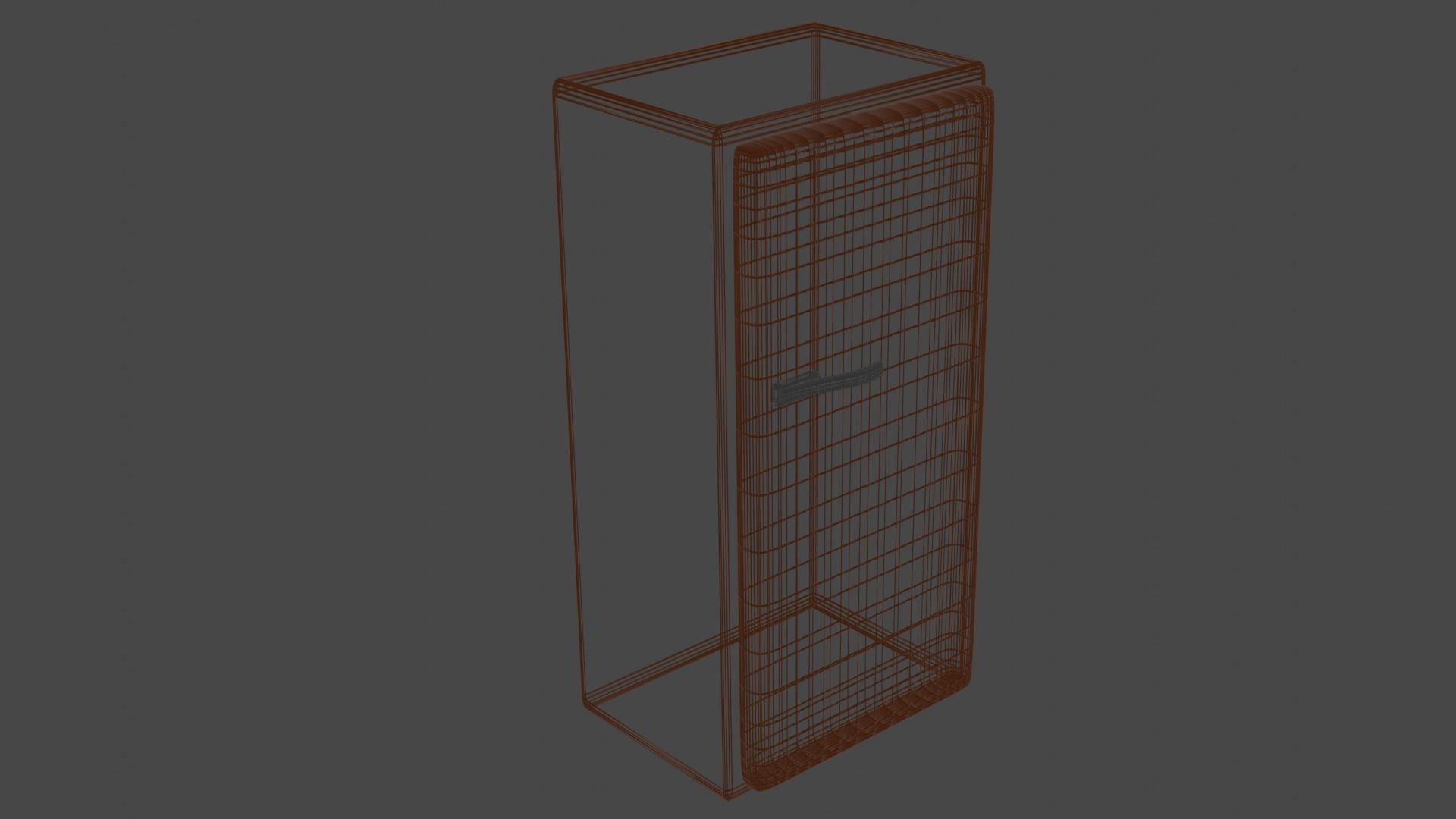 Orange Retro Fridge 3D model_3