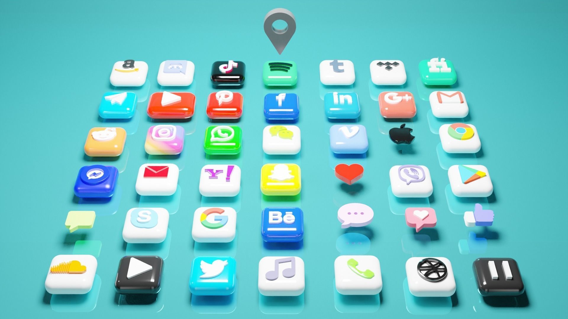 3D SOCIAL MEDIA ICONS Low-poly 3D model_8