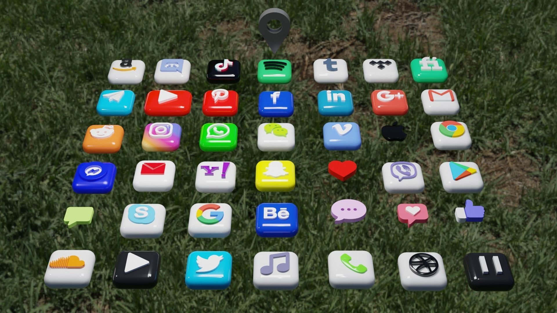 3D SOCIAL MEDIA ICONS Low-poly 3D model_13