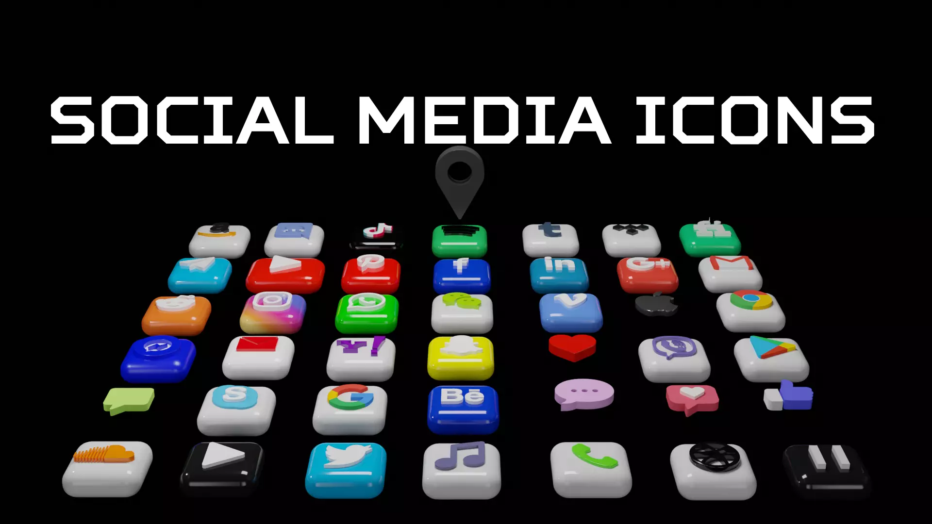3D SOCIAL MEDIA ICONS Low-poly 3D model_0