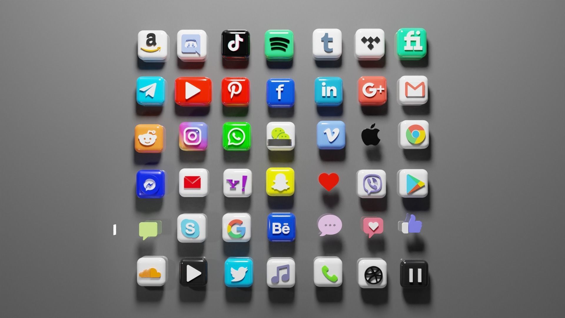3D SOCIAL MEDIA ICONS Low-poly 3D model_15