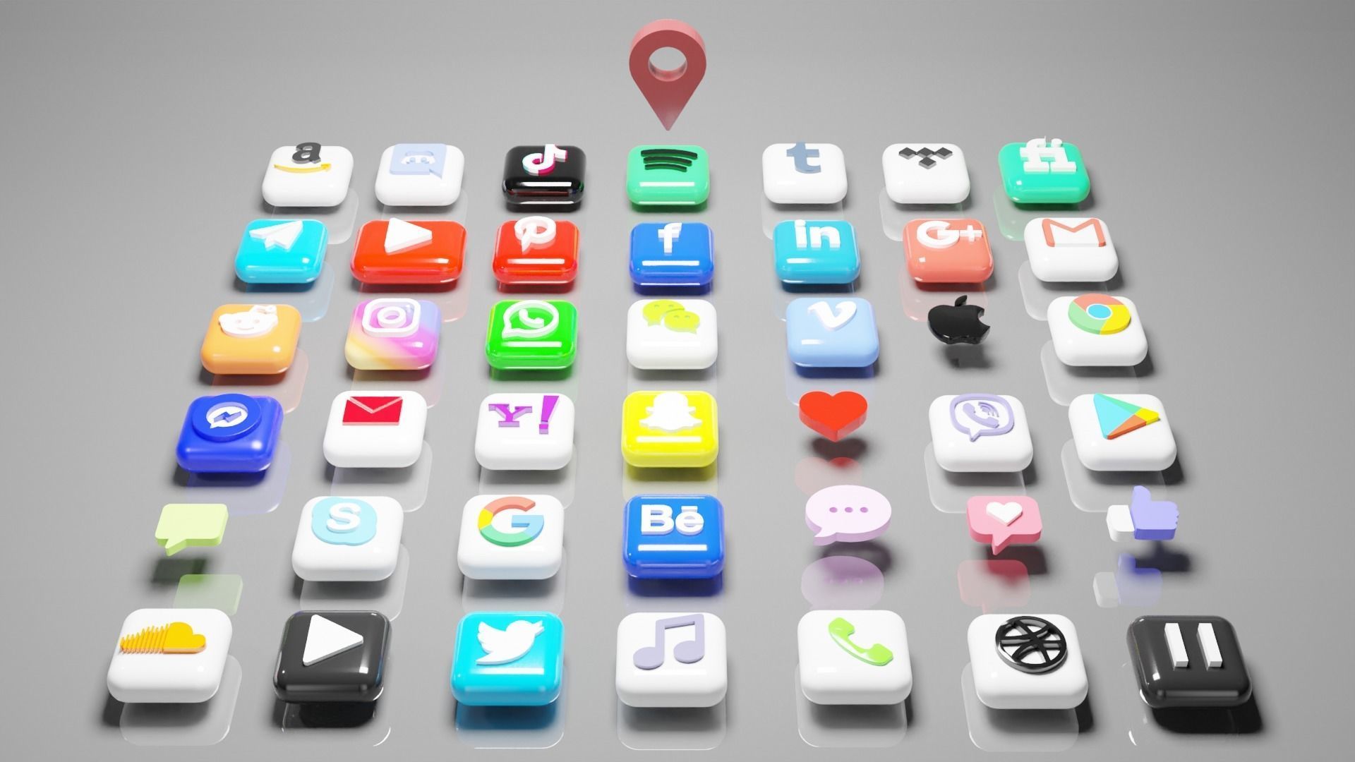 3D SOCIAL MEDIA ICONS Low-poly 3D model_6