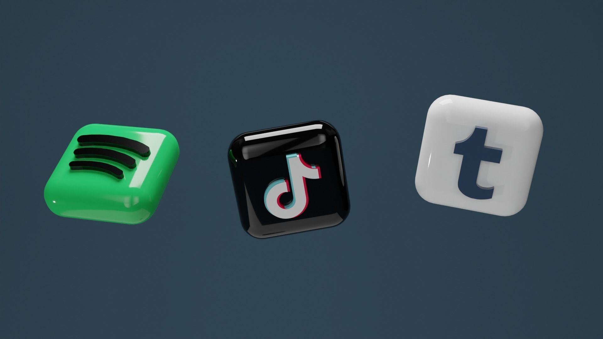 3D SOCIAL MEDIA ICONS Low-poly 3D model_2