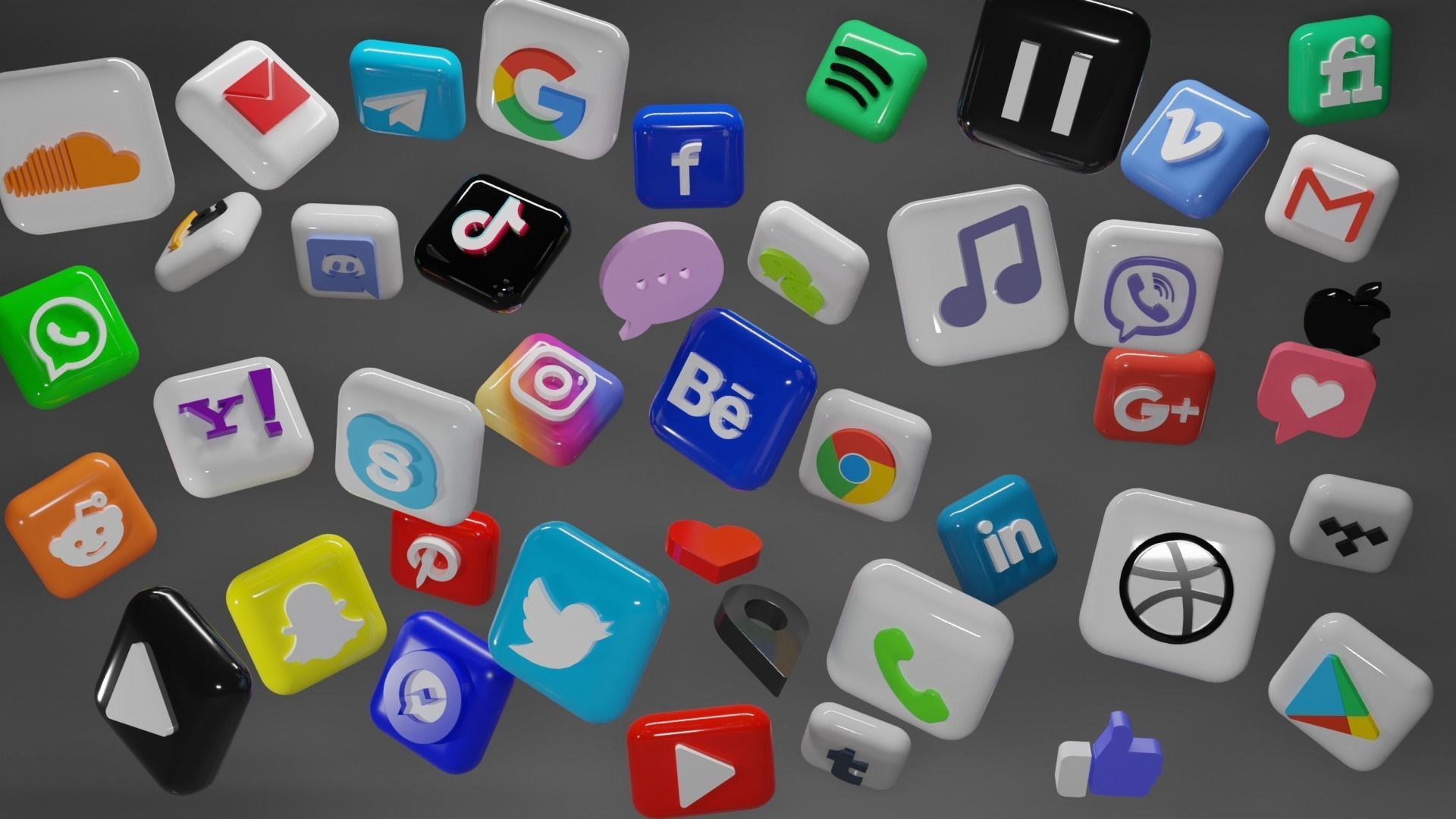 3D SOCIAL MEDIA ICONS Low-poly 3D model_1