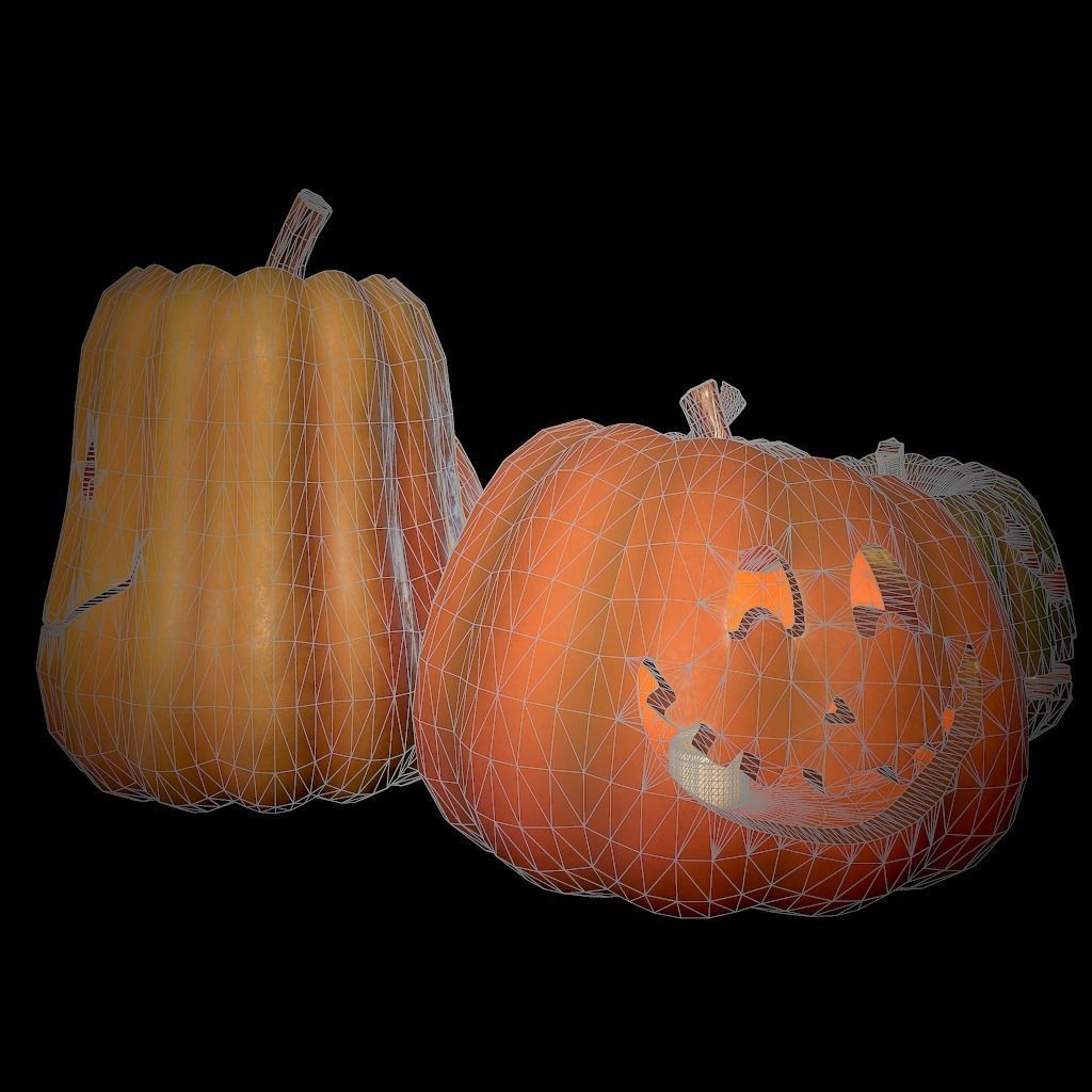 Jack-o-lanterns halloween pumpkins Low-poly 3D model_12